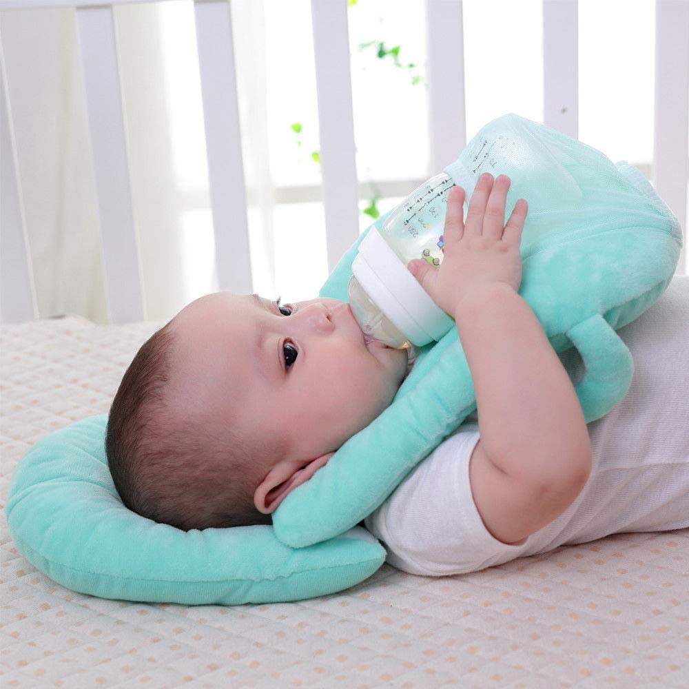 Imported Baby Feeding Pillow with Feeder Holder (Multicolour)