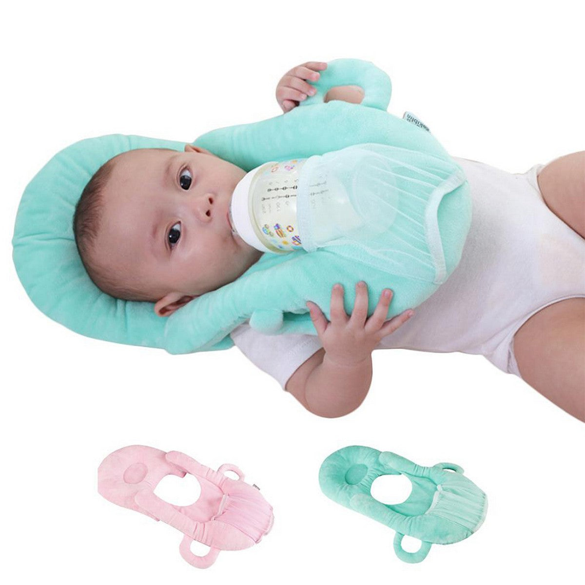 Imported Baby Feeding Pillow with Feeder Holder (Multicolour)